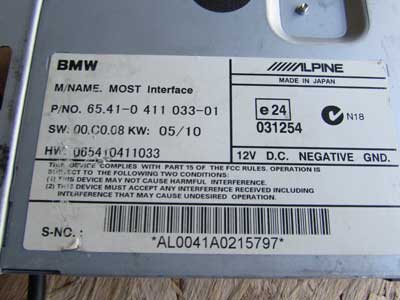 BMW iPod Interface Module MOST Alpine 65410411033 E60 E63 E65 E82 E90 1, 3 ,5, 6, 7, X, Z Series8